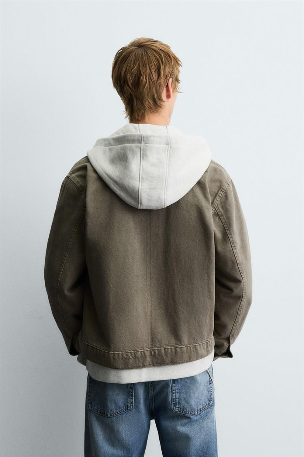 ZARA ДЖИНСОВАЯ КУРТКА-РУБАШКА НА МОЛНИИ, РЫЖЕВАТО-КОРИЧНЕВЫЙ