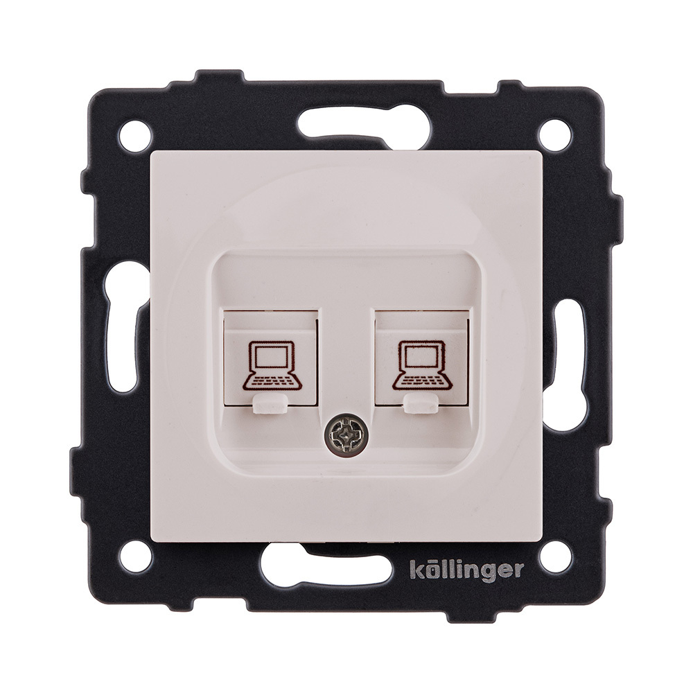 Розетка двойная Ethernet RJ45 Cat.6, кашемир матовый Kollinger REA-019CM для Aspekt, Eleganz, Reflex