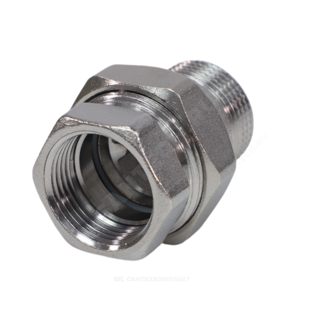 Соединитель латунь хром американка Ду 15 (1/2") прямой ВР/НР R18 Giacomini R18X003