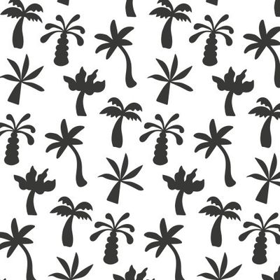Buy Fabric tropical palm black and white