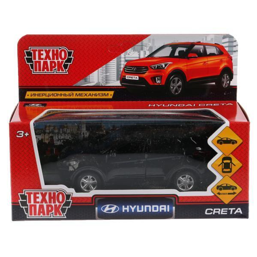 Модель ин. мет. "Hyundai Creta" 12см, открыв. двери, черный в коробка CRETA-BK (Технопарк)