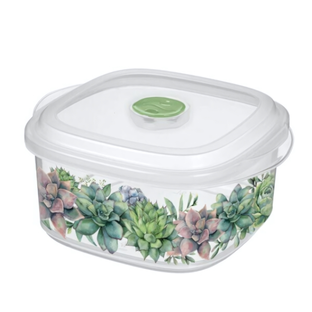 Емкость для СВЧ "Bergamo" 2,5л с клапаном с декором (бесцветный)