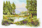 "Пейзаж с соснами"-1237 канва с рисунком