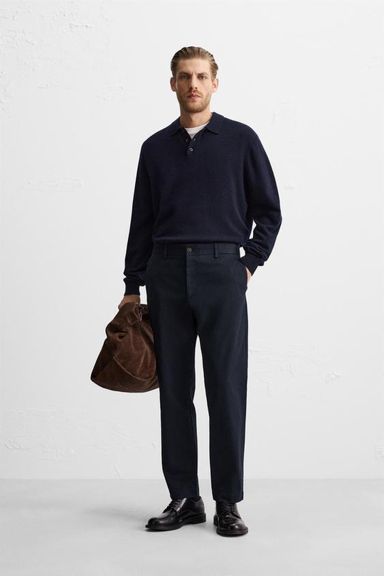 ZARA БРЮКИ ЧИНОС SLIM FIT, МОРСКОЙ СИНИЙ