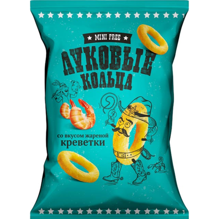 Снеки картофельные Луковые кольца Mini Free со вкусом жареной креветки 45 гр