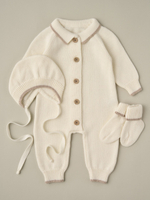 Комбинезон с воротником, носочки и чепчик, Крем