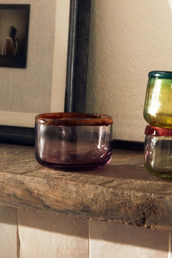 ZARA HOME СТЕКЛЯННАЯ ПИАЛА С КОНТРАСТНЫМИ ДЕТАЛЯМИ ПО КРАЯМ, ОРАНЖЕВЫЙ