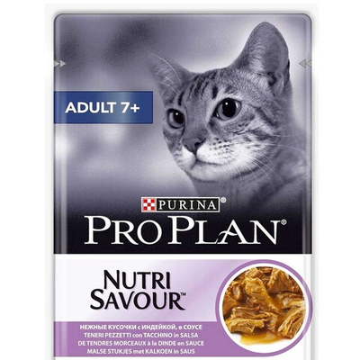 Pro Plan Adult 7+ Turkey 85 г - консервы (пауч) для кошек от 7 лет (индейка в соусе)