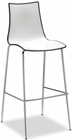 Стул барный пластиковый Scab Design Zebra Bicolore, хром, белый, антрацит