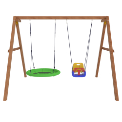 Деревянные качели с качелями со спинкой и качелями гнездо Свиби