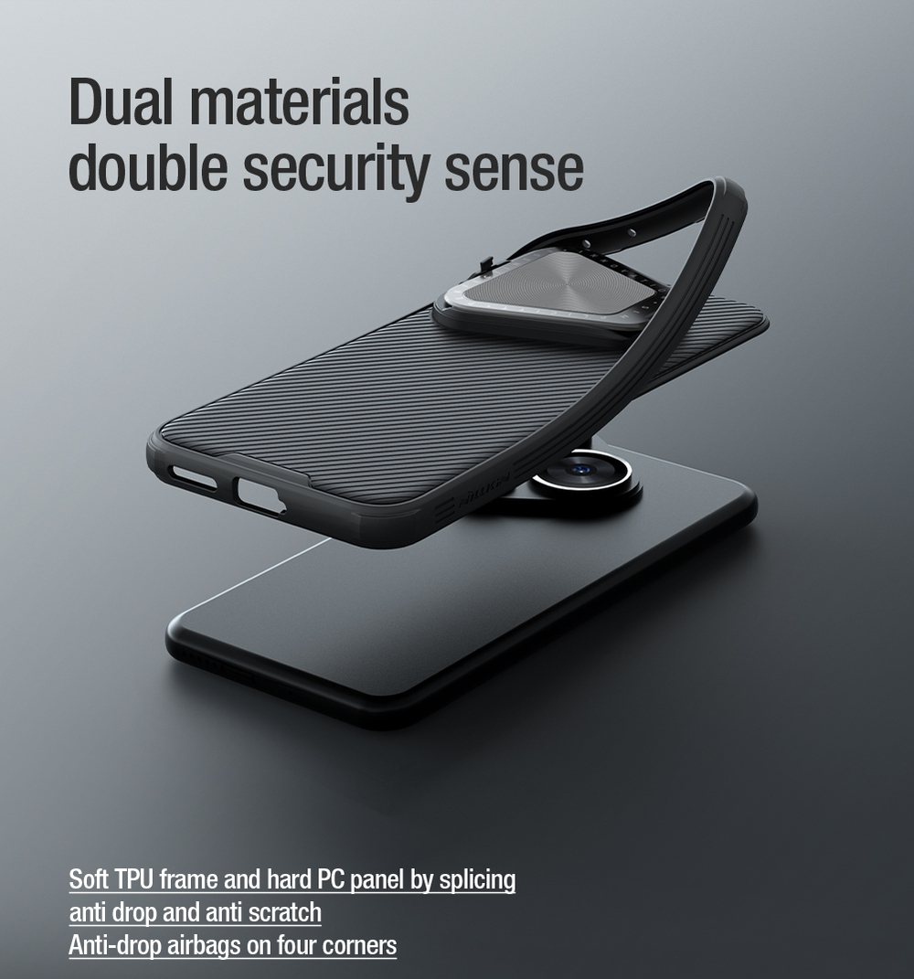 Чехол от Nillkin с металлической откидной крышкой для камеры на Huawei P70 (Pura 70), серия CamShield Prop Case