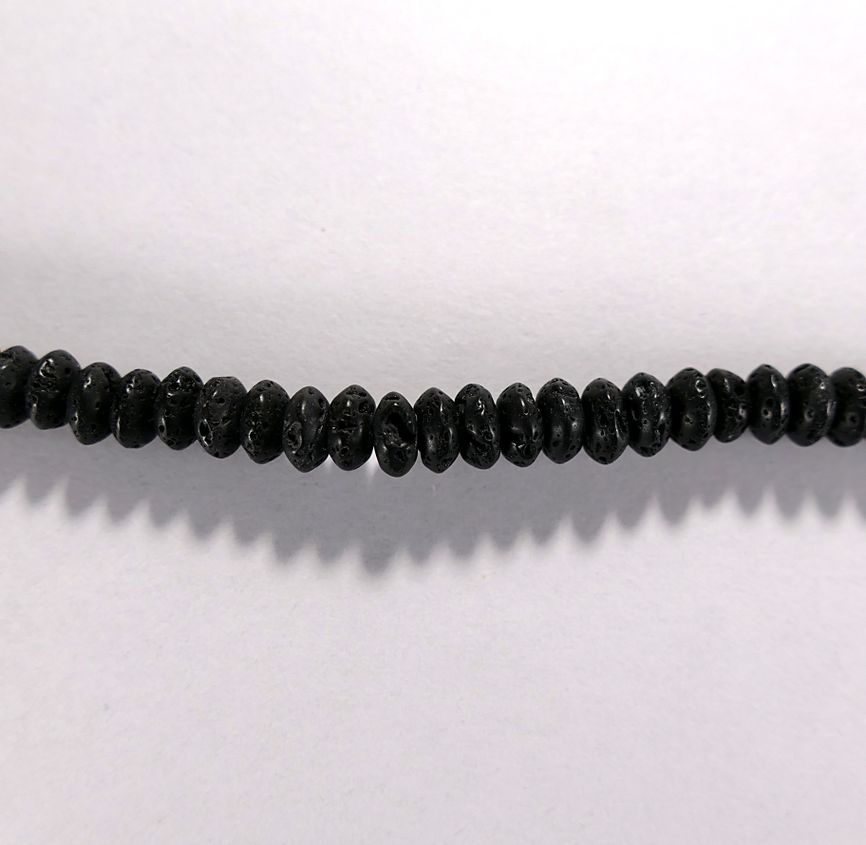 Бусина из лавового камня, фигурная, 3x6 мм (рондель, гладкая)
