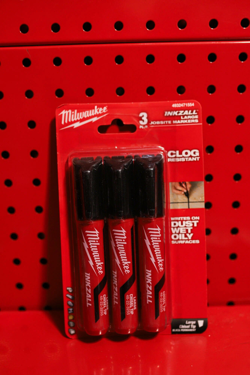 Маркер Строительный Milwaukee INKZALL, для бетона/древесины/кирпича, скошенный наконечник, быстросохнущий, чёрный, 3шт