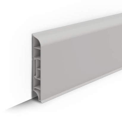 Плинтус ПВХ Идеал Дюра округлый 002 Светло-серый 80х16х2200 мм