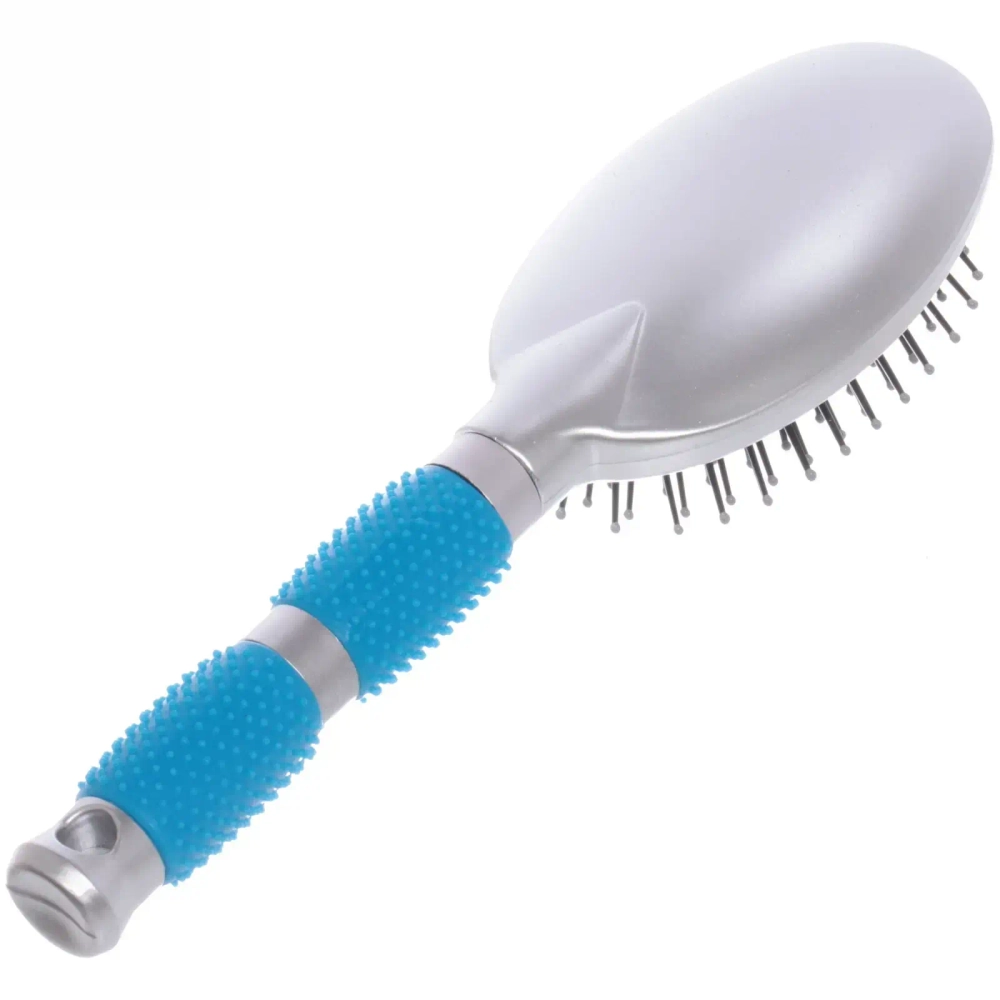 Расческа массажная «Lavanda», овальная малая, цвет ручки голубой, 23,5см.