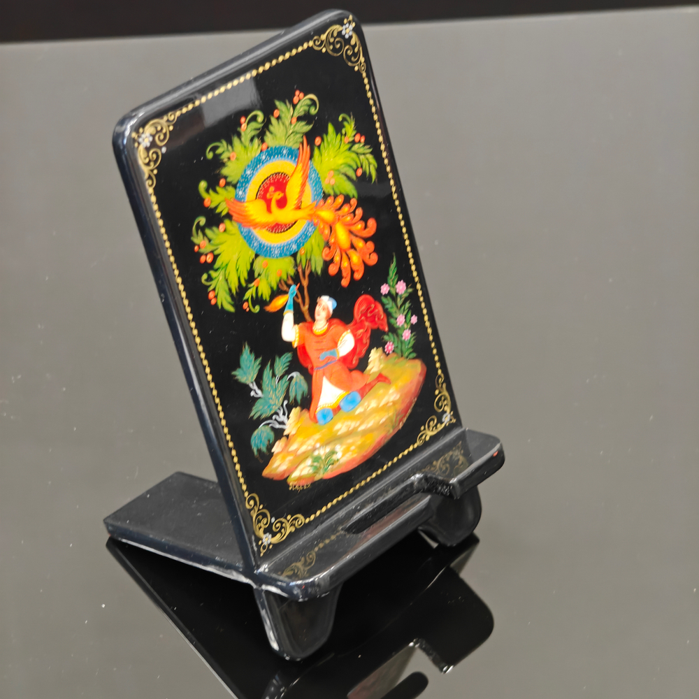Сувенирная подставка для телефона с росписью Палех "Иван-царевич и Жар-птица"