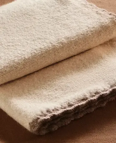 ZARA HOME ДЕТСКИЙ ПЛЕД ИЗ СМЕСОВОЙ ШЕРСТИ, ЭКРЮ