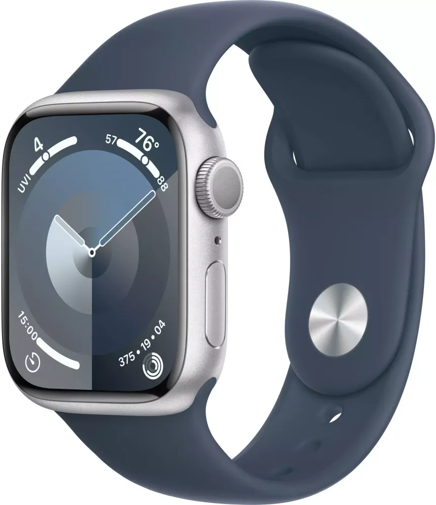 Умные часы Apple Watch Series 9 45 мм Silver Aluminum Case with Storm Blue Sport Band