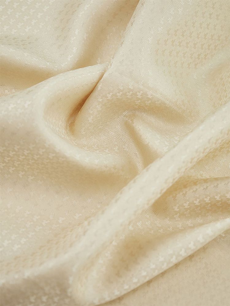 Ткань подкладочная Жаккард, шир. 145 см, 90 гр/м2, вискоза 45%, п/э 55%, молочный