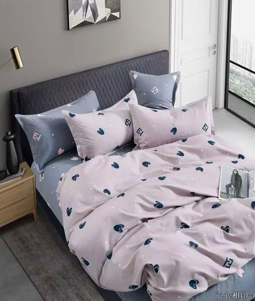 ZEPHYR HOME Двуспалка Фланель серый сердечки