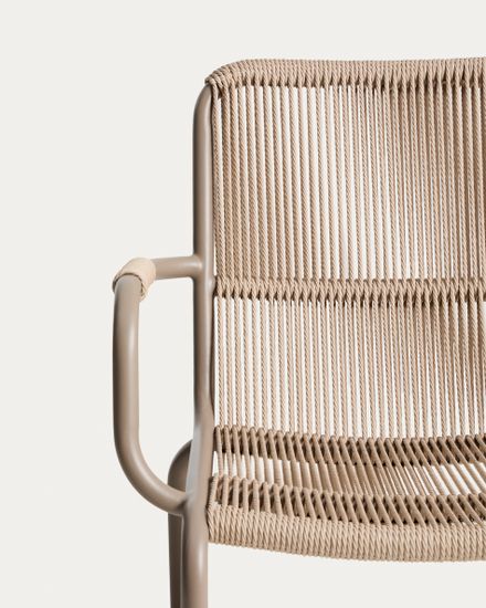 Улчное кресло Salis из алюминия цвета экрю и веревки