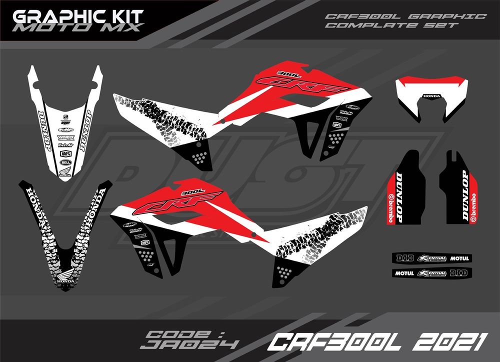 Graphic set, Sticker kit, for Honda CRF300L (LED headlight) 2021-Up