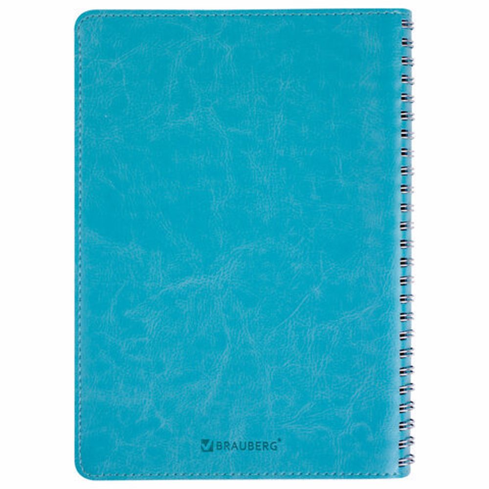 Тетрадь А5 (148x218 мм), BRAUBERG "Office PRO", гибкая, под кожу, гребень, 80 л., бирюзовая, 111043