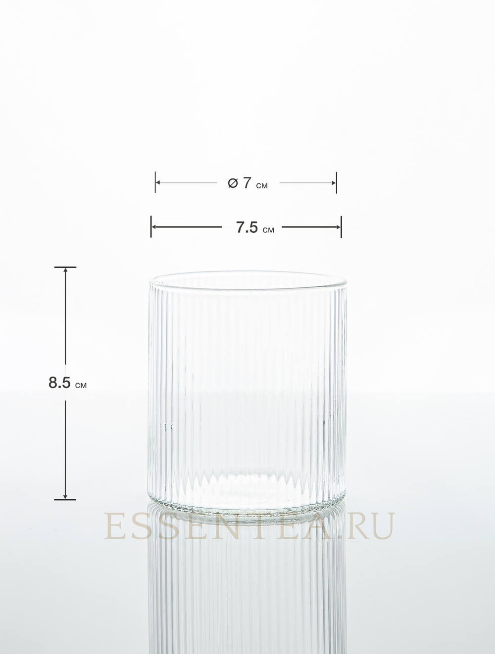 Чашка стеклянная "Кингжао" с рифленым рисунком 250 мл