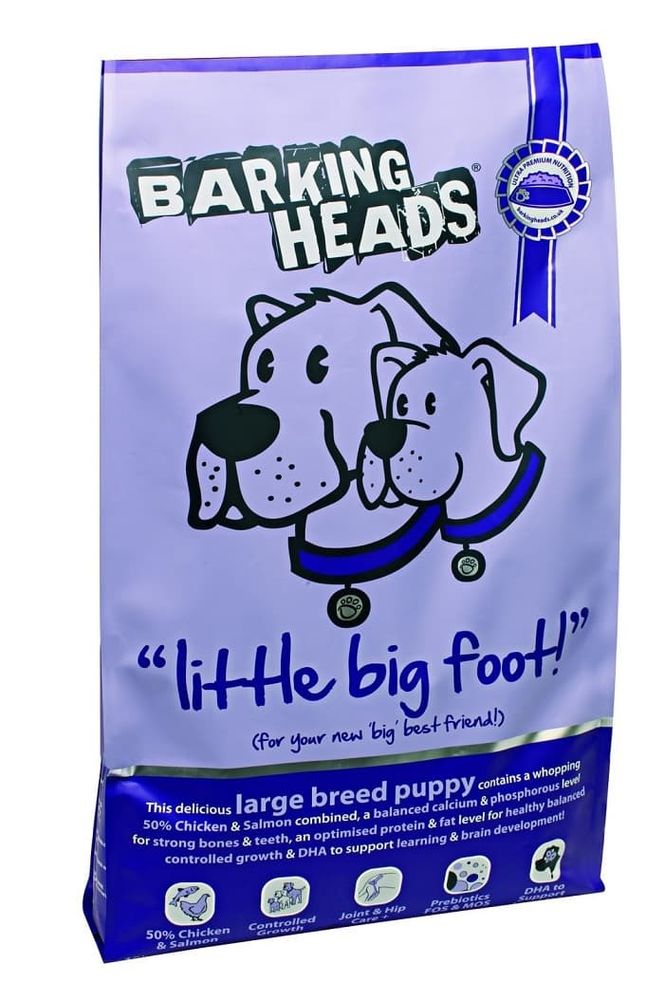 BARKING HEADS 18кг Корм сух. д/ЩЕНКОВ крупных пород с курицей, лососем и рисом &quot;Большелапый малыш&quot;