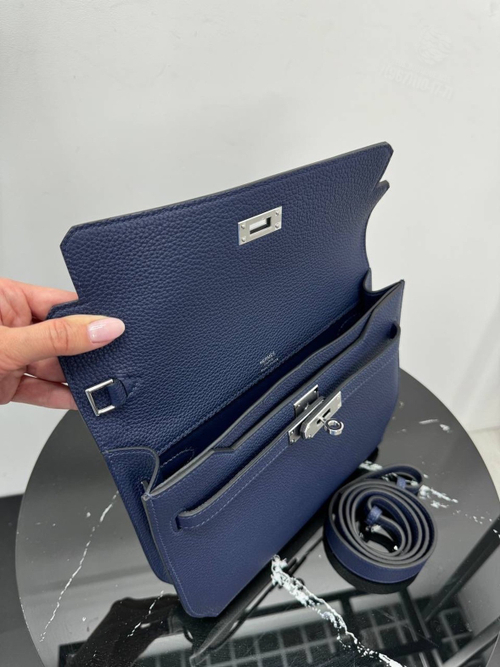 Сумка через плечо Hermes Kelly Depeches 25 Bleu Marine