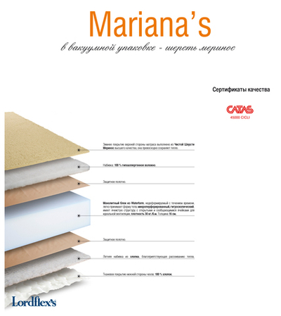 Матрас ортопедический Lordflex's Mariana's 80х190 до 140 кг в вакуумной упаковке