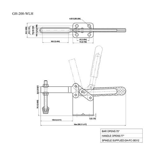 Зажим с горизонтальной ручкой Woodwork GH-200-WLH