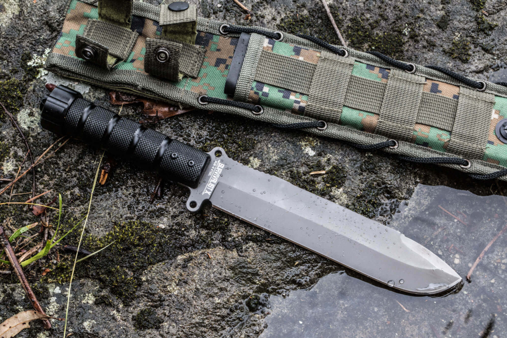 Нож выживания Survivalist Z AUS-8 Gray Titanium Serrated