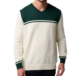 Мужская теннисная кофта Roland Garros Heritage Sweater - ecru/green