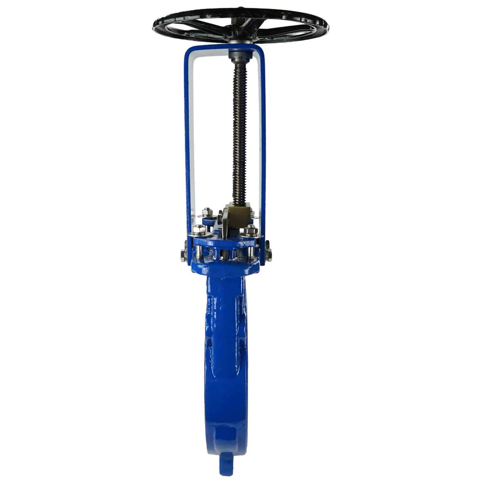 Knife gate valve Elephant GGG40-SS304-NBR-2W, body material - cast iron GGG40, knife material - stainless steel AISI 304, seal - NBR, handwheel operated