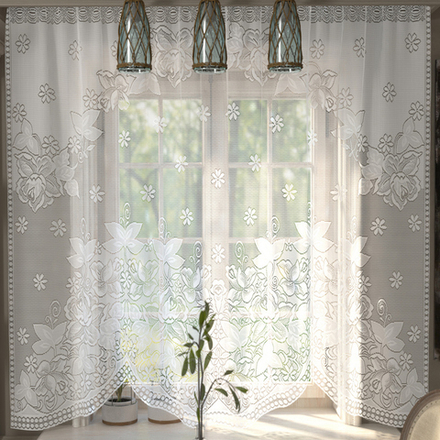 Занавеска "Л. 594", цвет белый, на шторная лента, Беларусь.