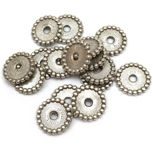 Бусины - спейсеры 11х2 мм (10 шт), под серебро