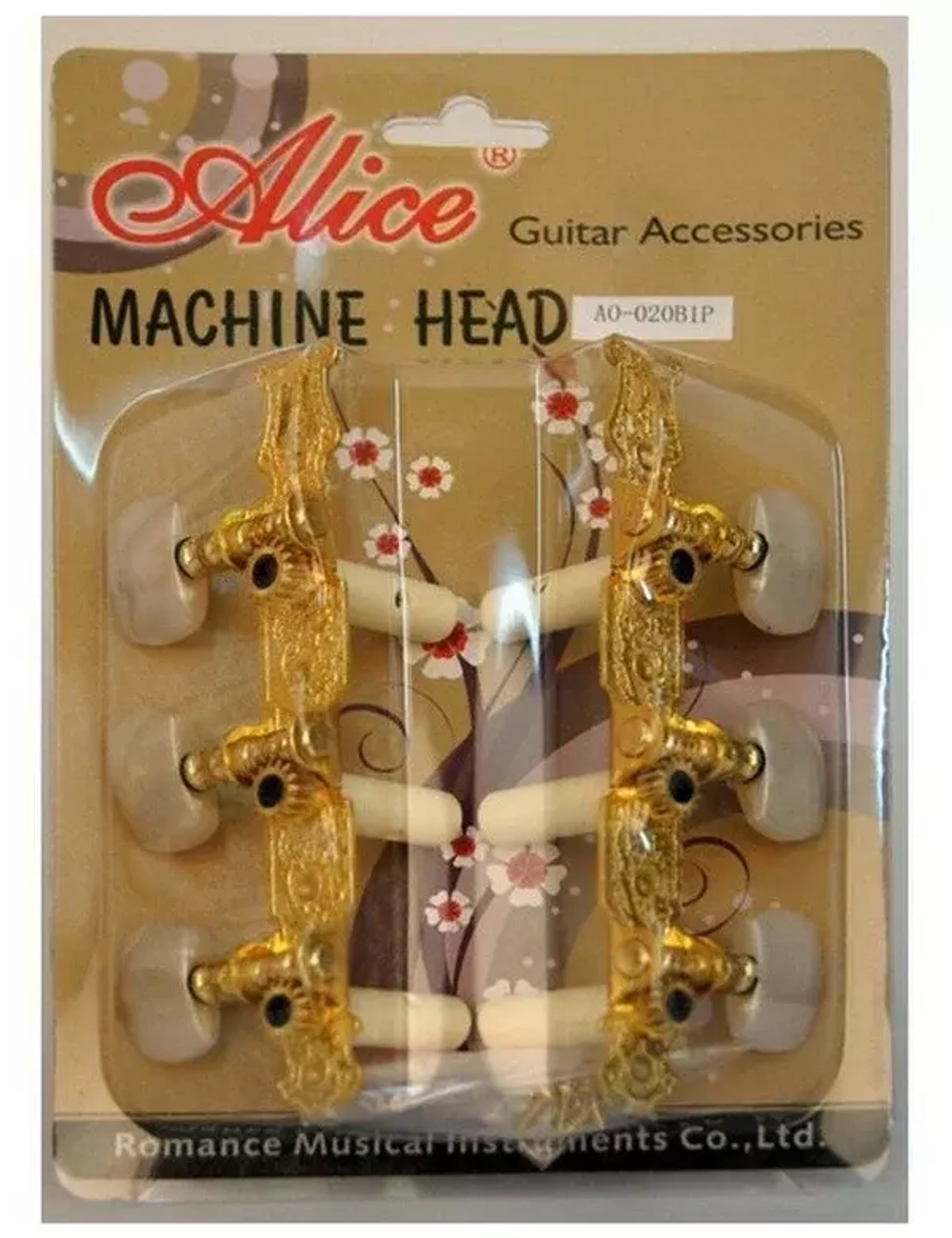 Alice AO-020B1P Комплект колковой механики на классическую гитару,  позолоченный.