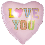 Шар Фольгированный LOVE YOU Сердце (Розовый)