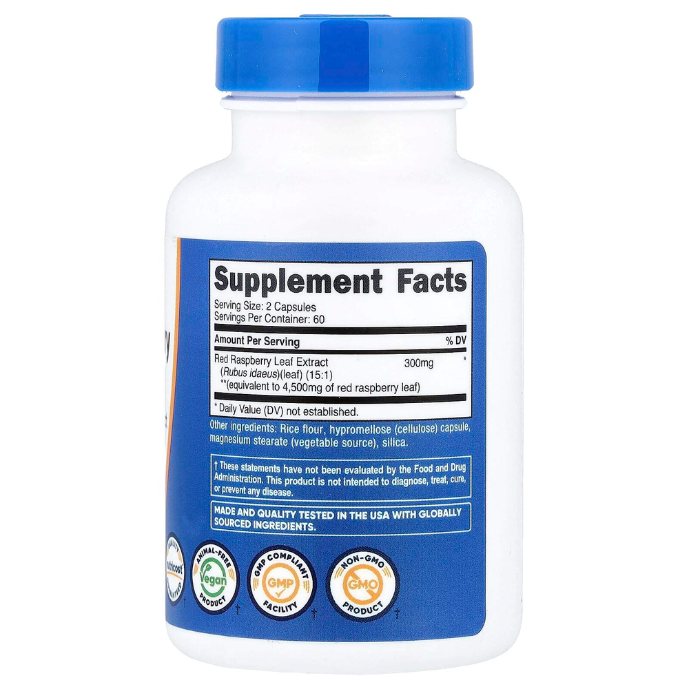 Nutricost, листья красной малины, 120 капсул (2250 мг в 1 капсуле)