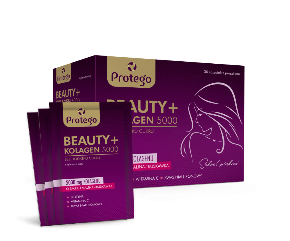 Protego Beauty + Collagen 5000 - 30 пакетиков со вкусом клубники и малины