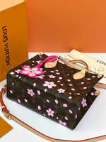 Коричневая сумка Louis Vuitton Onthego PM с узором монограм и цветами
