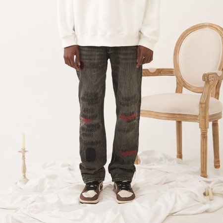 Джинсы ER "Distress" Straight Fit Jeans