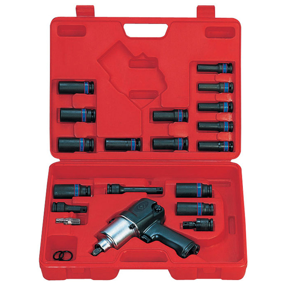 KING TONY (44118MP08) Гайковерт пневматический ударный 1/2", 678 Нм, с комплектом ударных головок, 23 предмета