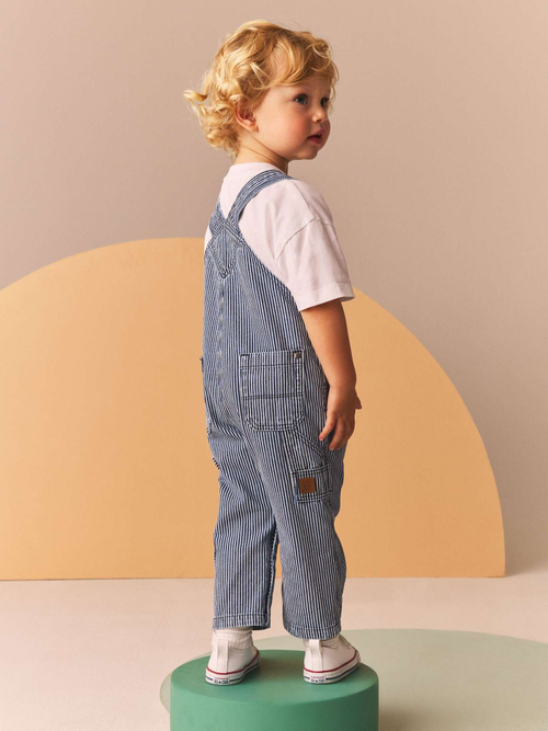 Комбинезон джинсовый для мальчика Next B25-311, Темно-синий, Белый