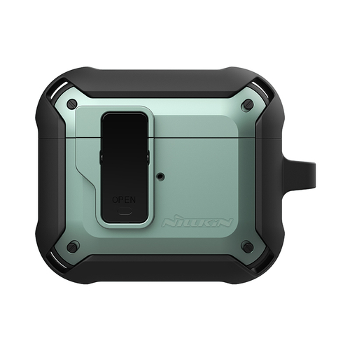 Чехол зеленого цвета от Nillkin серии Bounce Case для наушников AirPods 3, с карабином