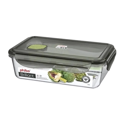 КОНТЕЙНЕР ДЛЯ ПРОДУКТОВ ГЕРМЕТИЧНЫЙ С КЛАПАНОМ BRILLIANT ПРЯМОУГОЛЬНЫЙ 1Л (Черный)