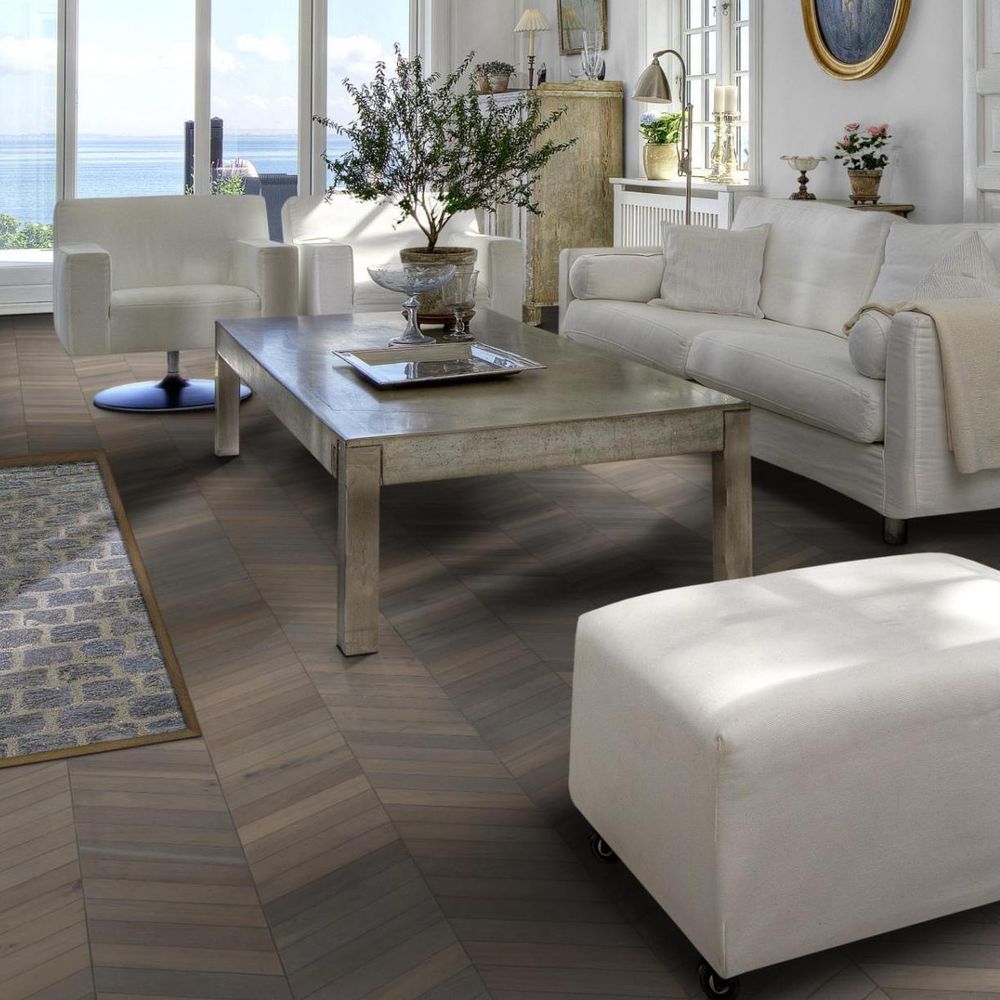 Инженерная доска Kahrs Дуб Шеврон серый  GREY