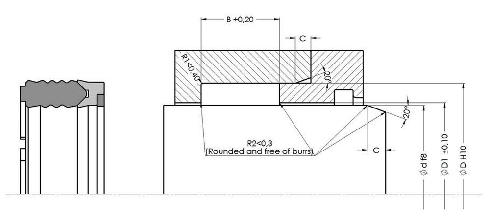 A155-055 Штоковое уплотнение 55-70-22,5/5