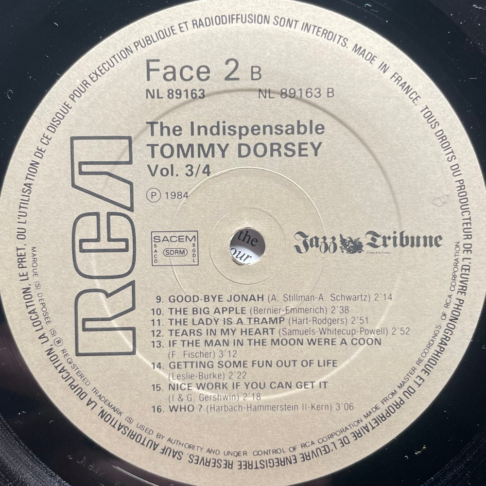 Tommy Dorsey ‎– The Indispensable Tommy Dorsey Volumes 3/4 (1937-1938) 2LP (Франция)